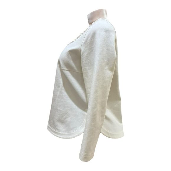 AKRIS Punto Cream Top with Textured Neckline - Picture 2 of 6
